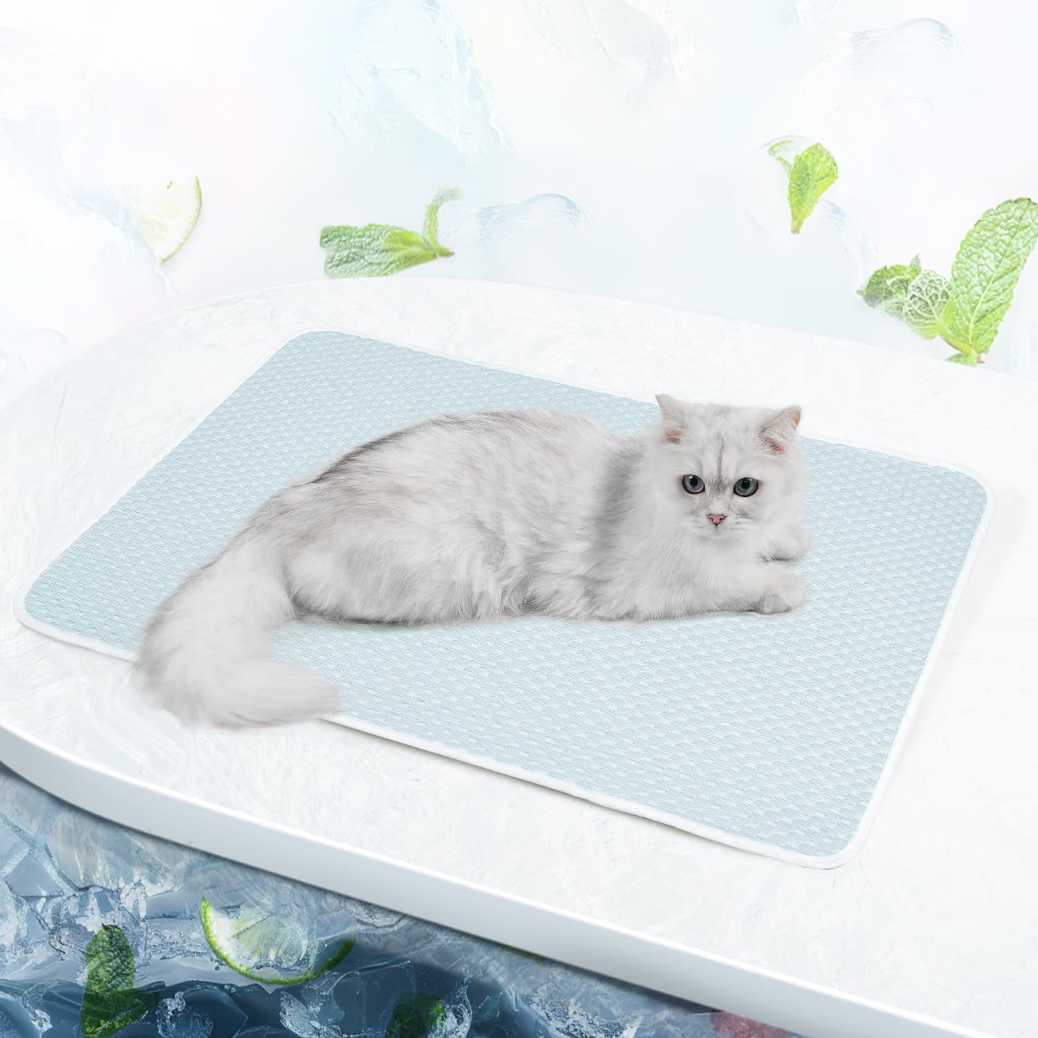 Qpets Dog Cooling Mat, Summer Cooling Pad Sleeping Pad for Dogs Cats Ice Silk Blue Pets Cooling Pad Sleeping Cooling Mat Qpets Dog Cooling Mat, Summer Cooling Pad Sleeping Pad for Dogs Cats Ice Silk Blue Pets Cooling Pad Sleeping Cooling Mat